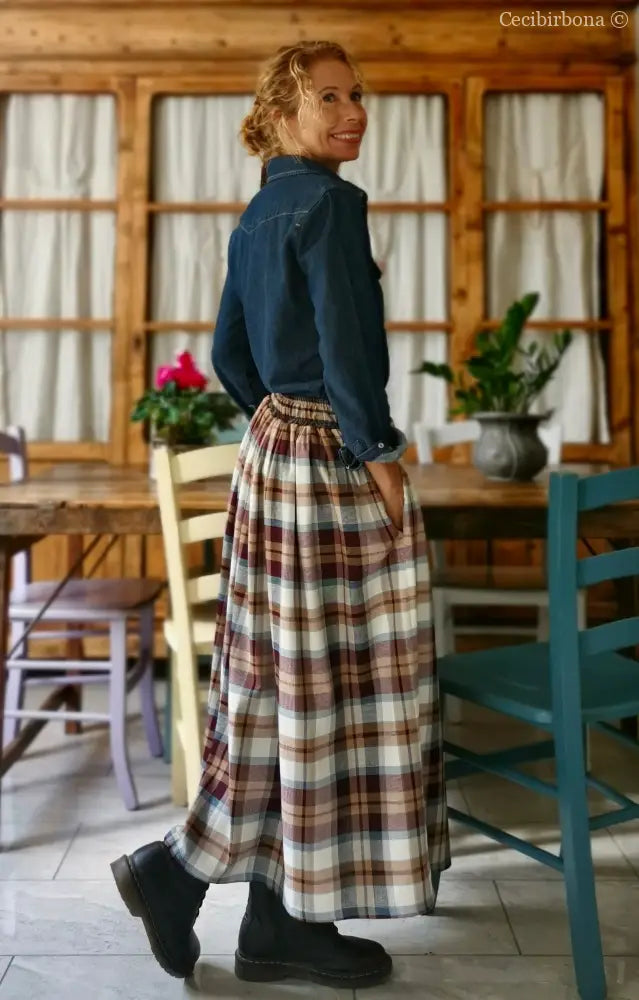 Gonna in lana e cotone tartan (Ref. 120) gonna donna