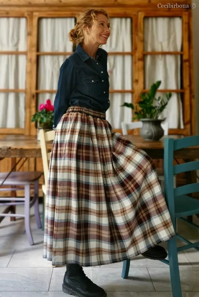 Gonna in lana e cotone tartan (Ref. 120) gonna donna
