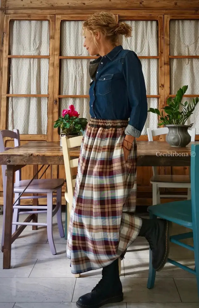 Gonna in lana e cotone tartan (Ref. 120) gonna donna