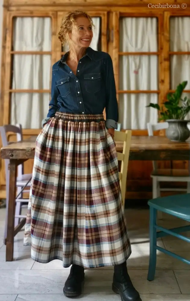 Gonna in lana e cotone tartan (Ref. 120) gonna donna