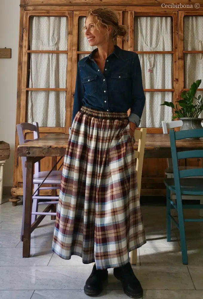 Gonna in lana e cotone tartan (Ref. 120) gonna donna
