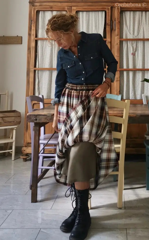 Gonna in lana e cotone tartan (Ref. 120) gonna donna