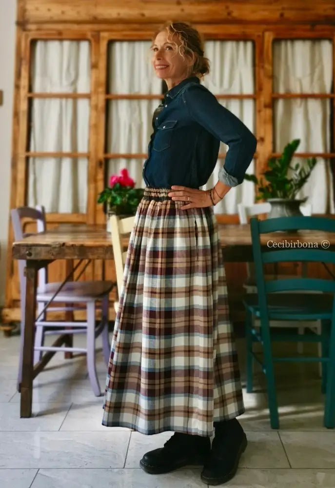 Gonna in lana e cotone tartan (Ref. 120) gonna donna