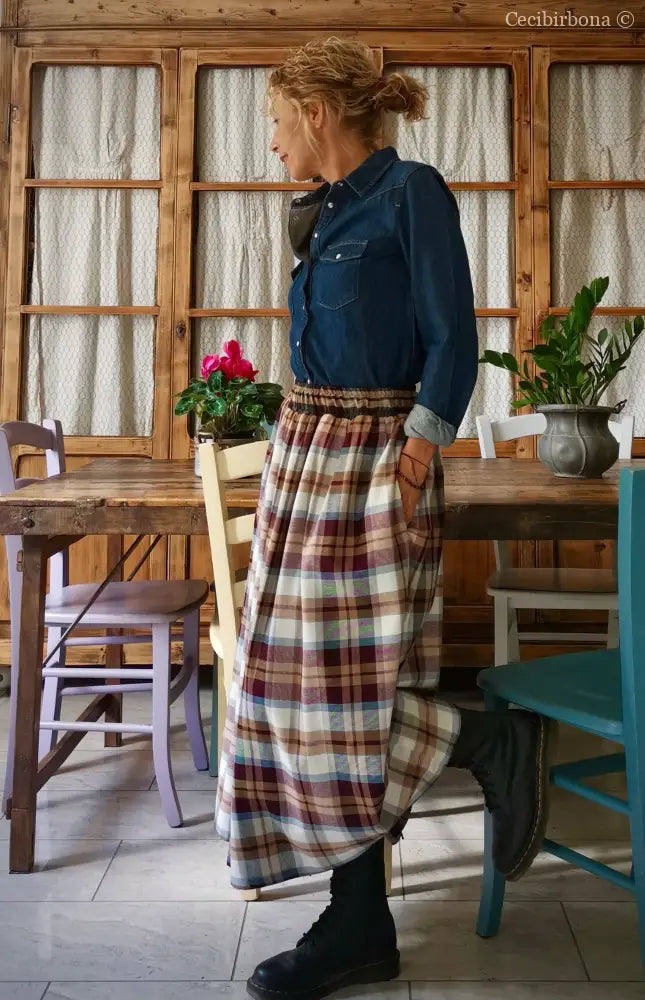 Gonna in lana e cotone tartan (Ref. 120) gonna donna