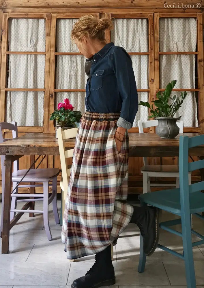 Gonna in lana e cotone tartan (Ref. 120) gonna donna