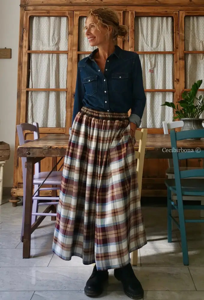 Gonna in lana e cotone tartan (Ref. 120) gonna donna