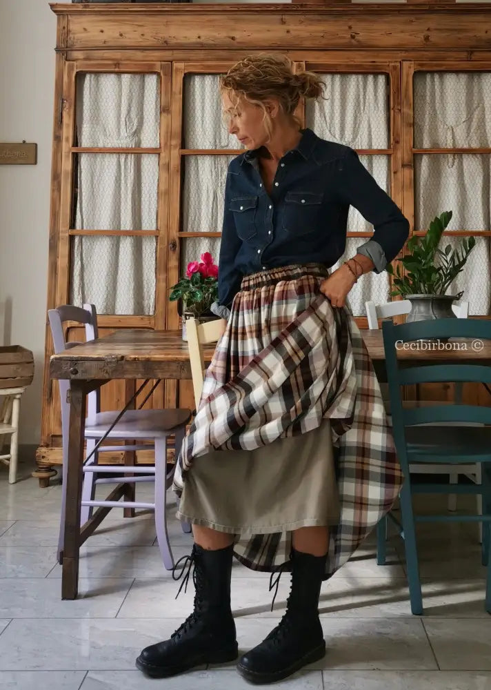 Gonna in lana e cotone tartan (Ref. 120) gonna donna