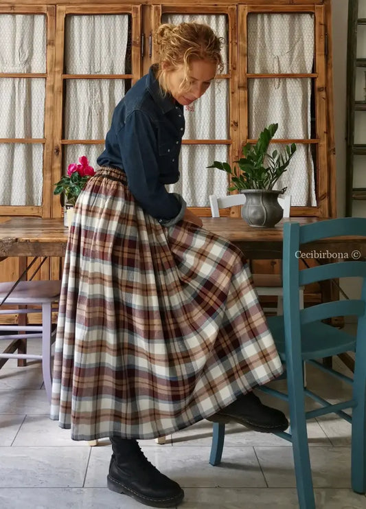 Gonna in lana e cotone tartan (Ref. 120) gonna donna