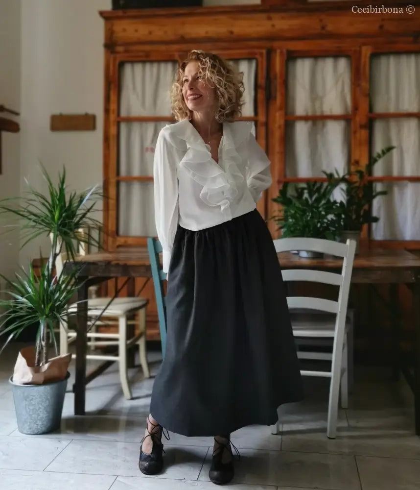 Gonna in lana grigia con elastico (Ref. 389) Gonna in lana