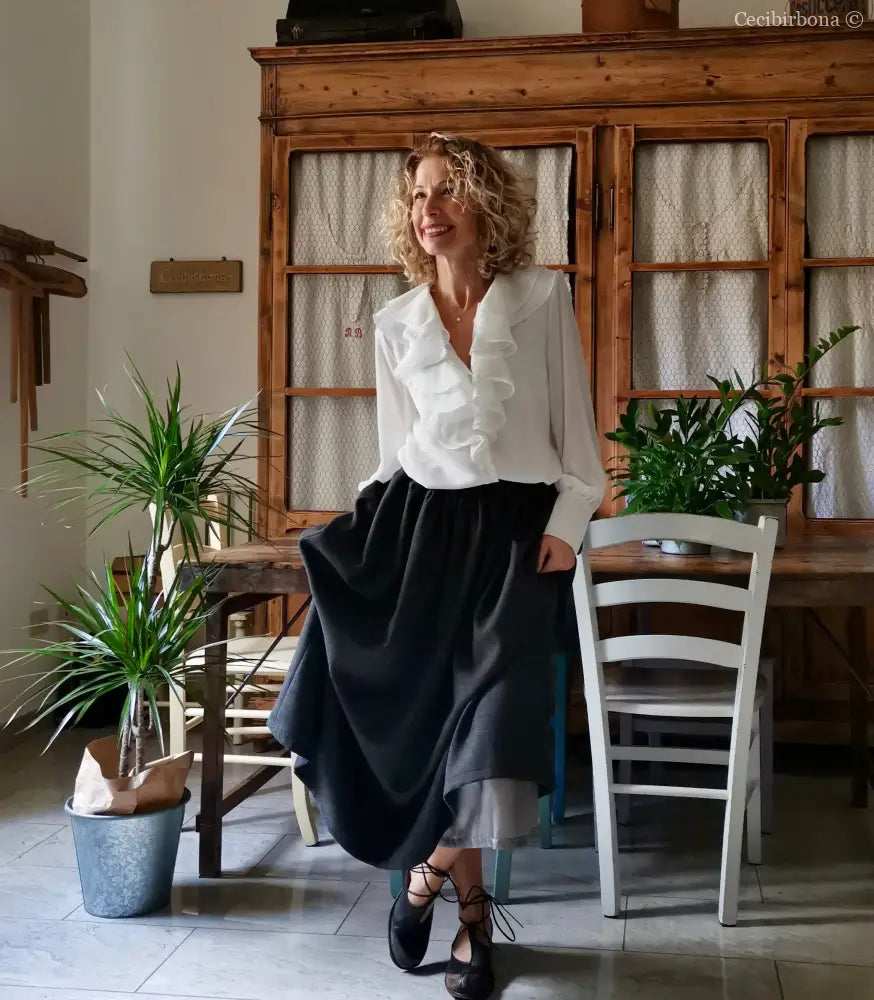 Gonna in lana grigia con elastico (Ref. 389) Gonna in lana