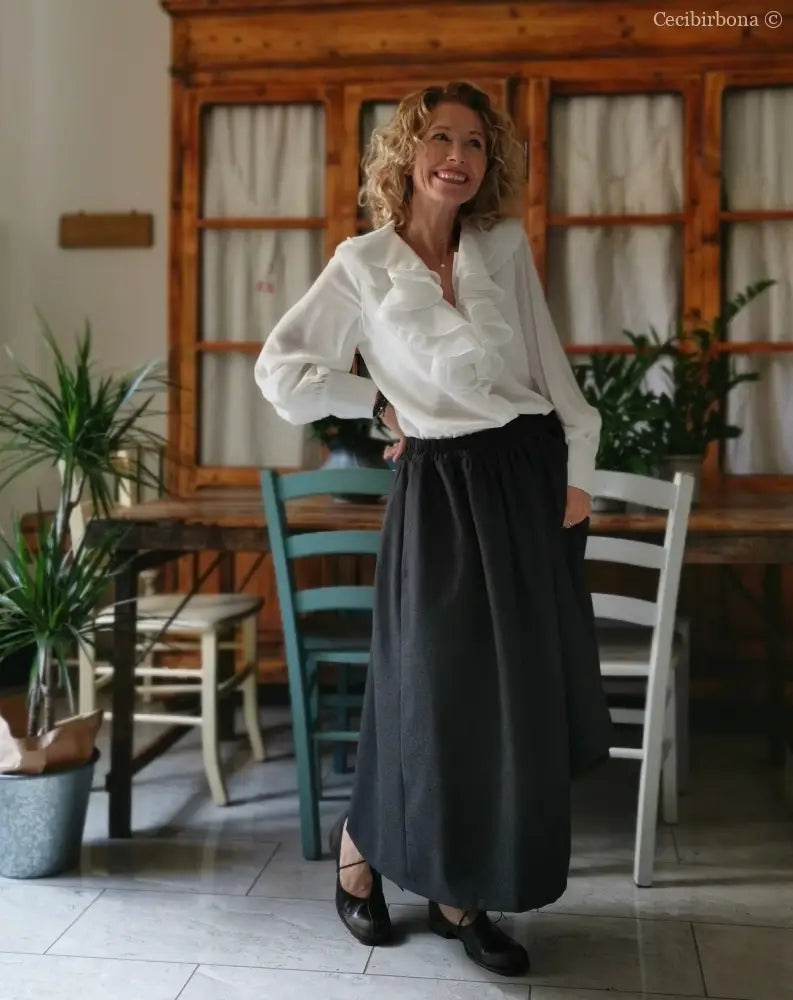 Gonna in lana grigia con elastico (Ref. 389) Gonna in lana