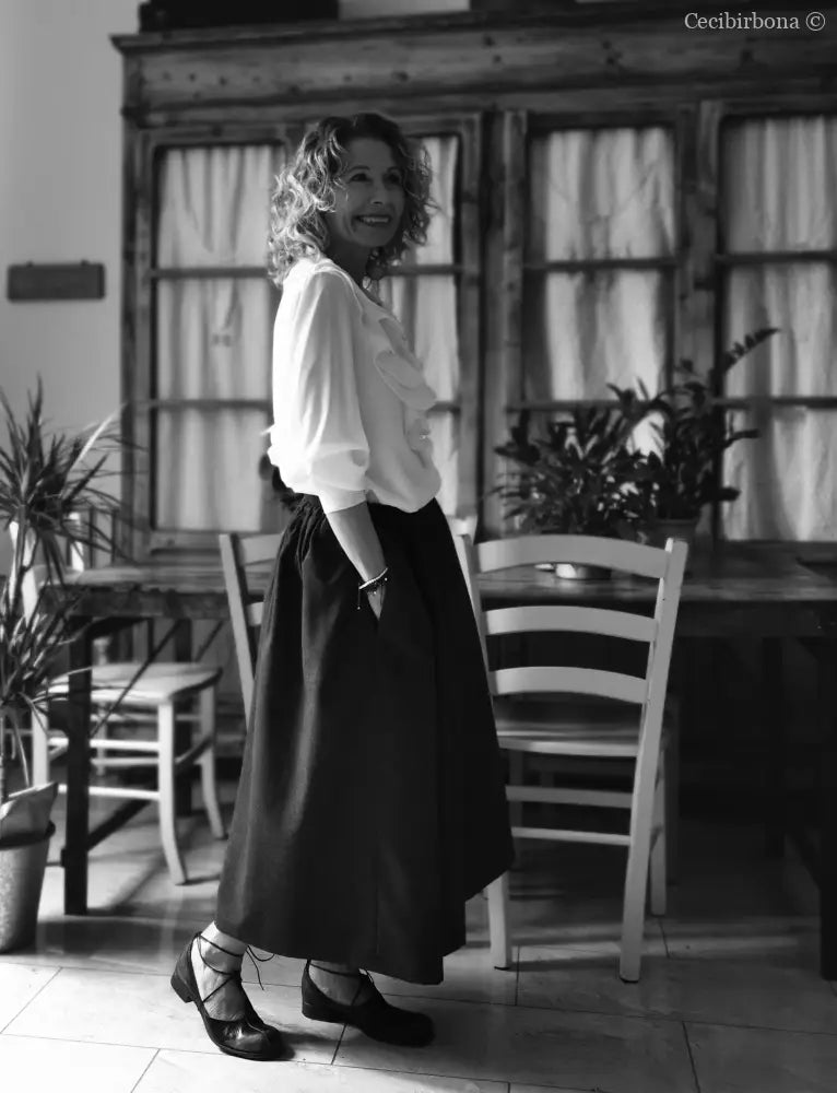 Gonna in lana grigia con elastico (Ref. 389) Gonna in lana