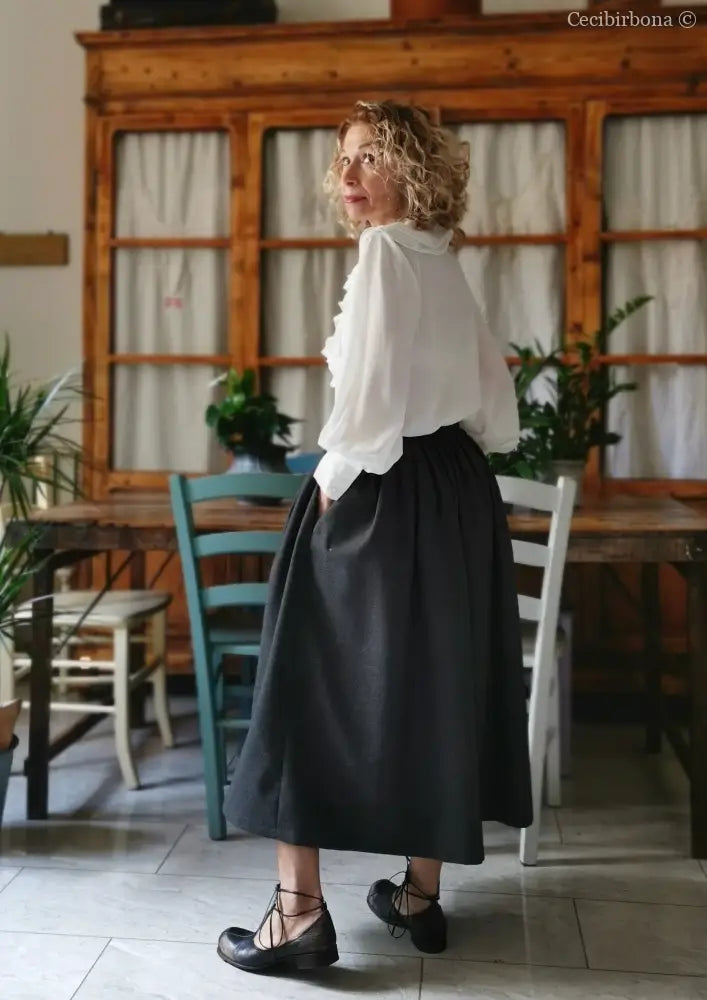 Gonna in lana grigia con elastico (Ref. 389) Gonna in lana