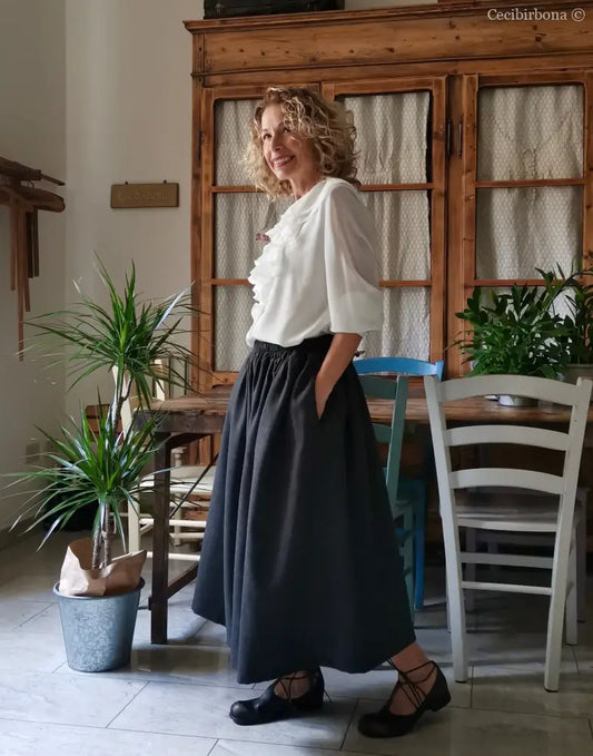 Gonna in lana grigia con elastico (Ref. 389) Gonna in lana