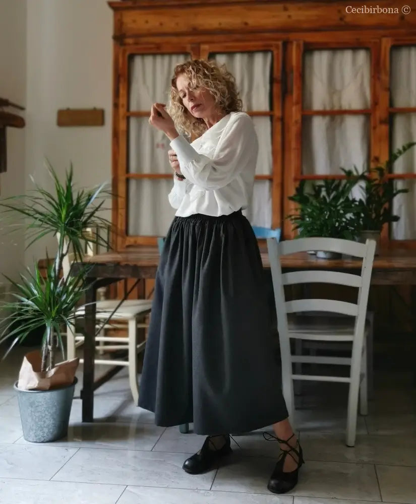 Gonna in lana grigia con elastico (Ref. 389) Gonna in lana