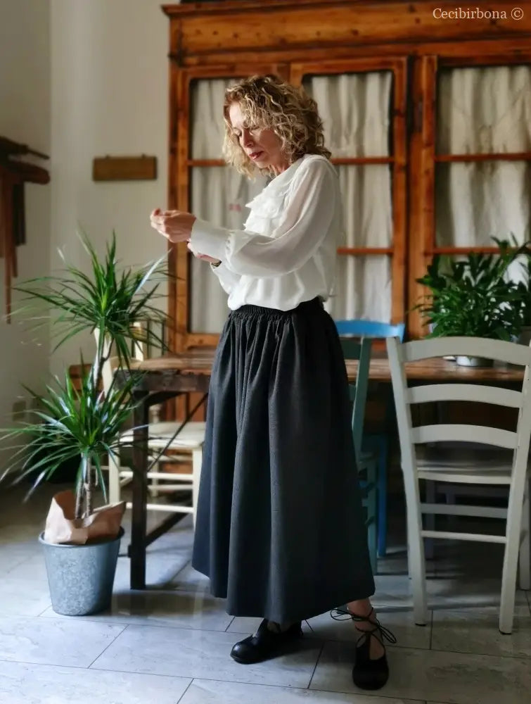 Gonna in lana grigia con elastico (Ref. 389) Gonna in lana