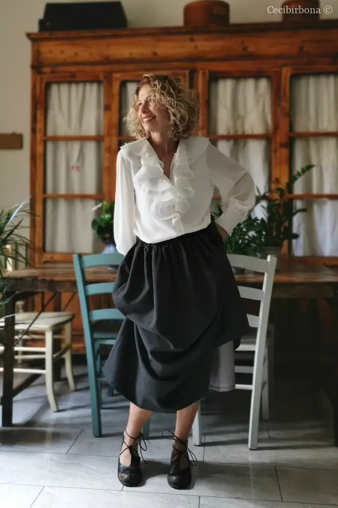 Gonna in lana grigia con elastico (Ref. 389) Gonna in lana