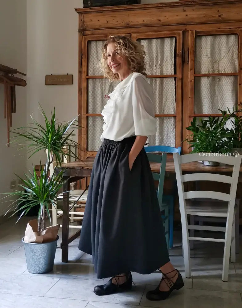 Gonna in lana grigia con elastico (Ref. 389) Gonna in lana