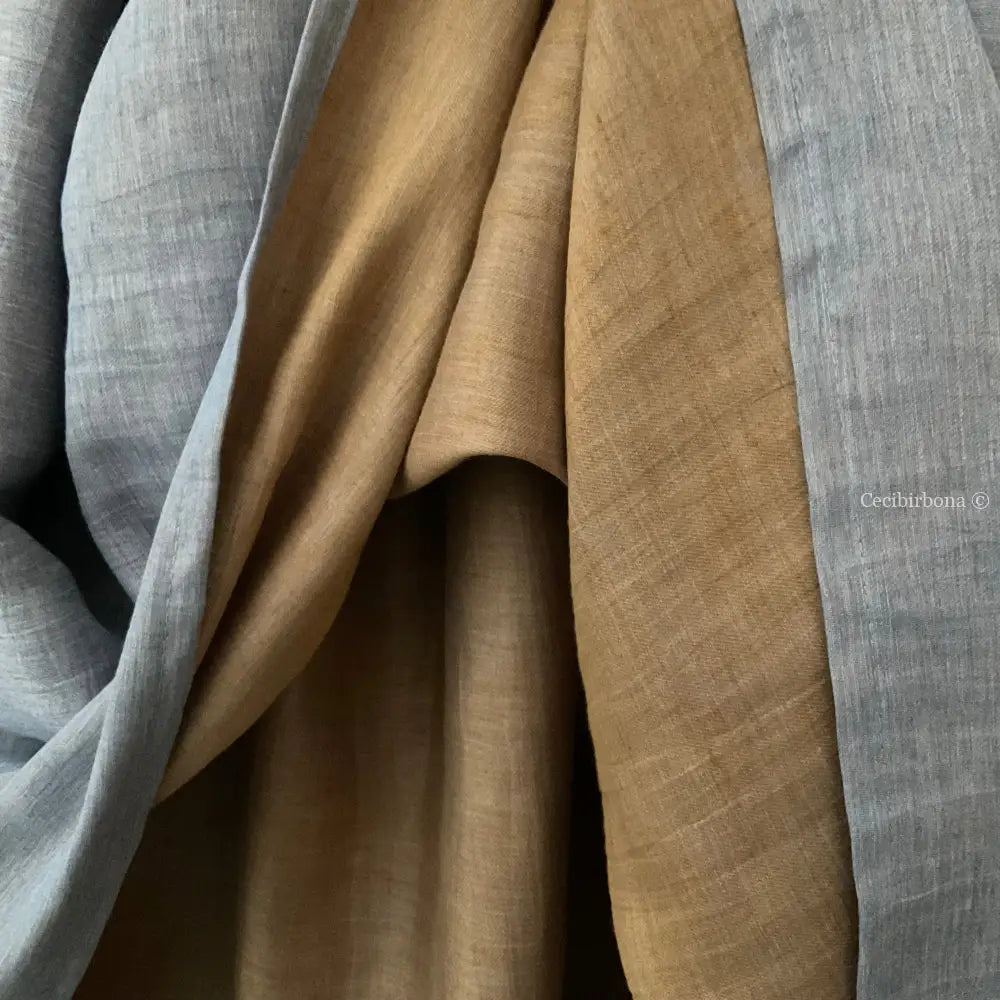 Gonna in lino celeste e nocciola con elastico e tasche nascoste (Rif. 188) abbigliamento