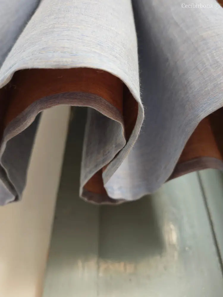 Gonna in lino celeste e nocciola con elastico e tasche nascoste (Rif. 188) abbigliamento