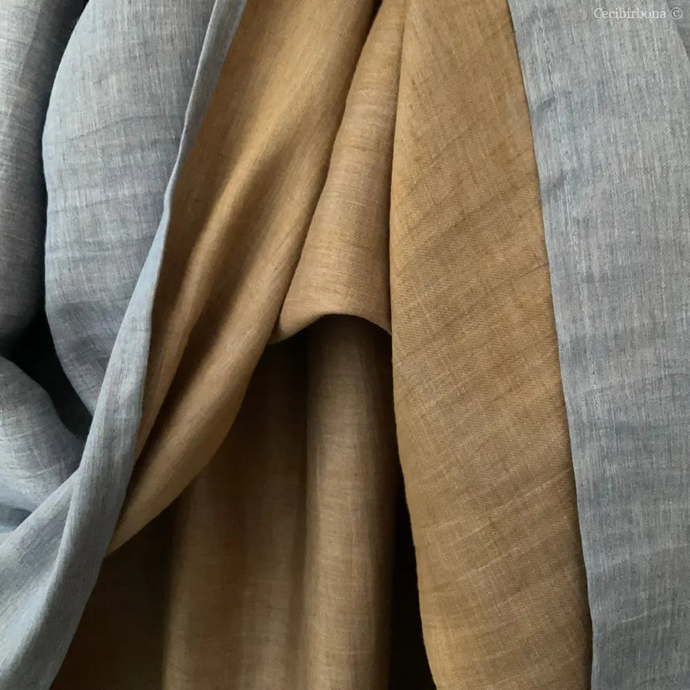 Gonna in lino celeste e nocciola con elastico e tasche nascoste (Rif. 188) abbigliamento