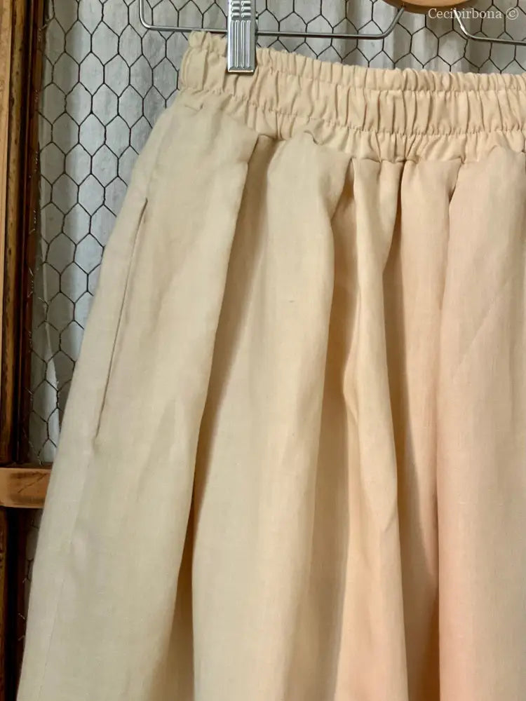 Gonna in lino color zabaione con elastico (Ref. 179) gonna donna