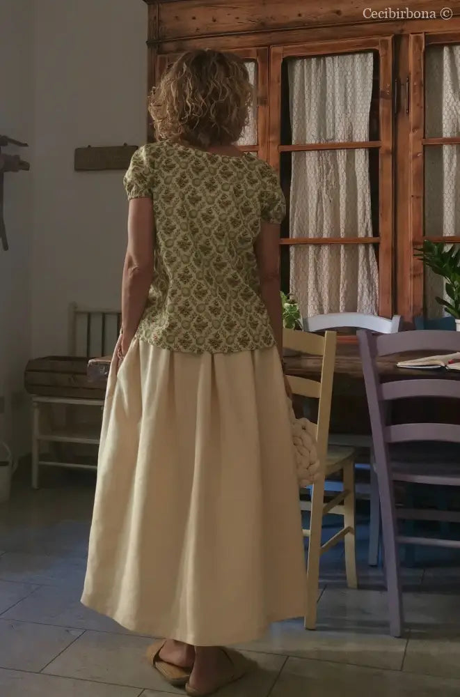 Gonna in lino color zabaione con elastico (Ref. 179) gonna donna