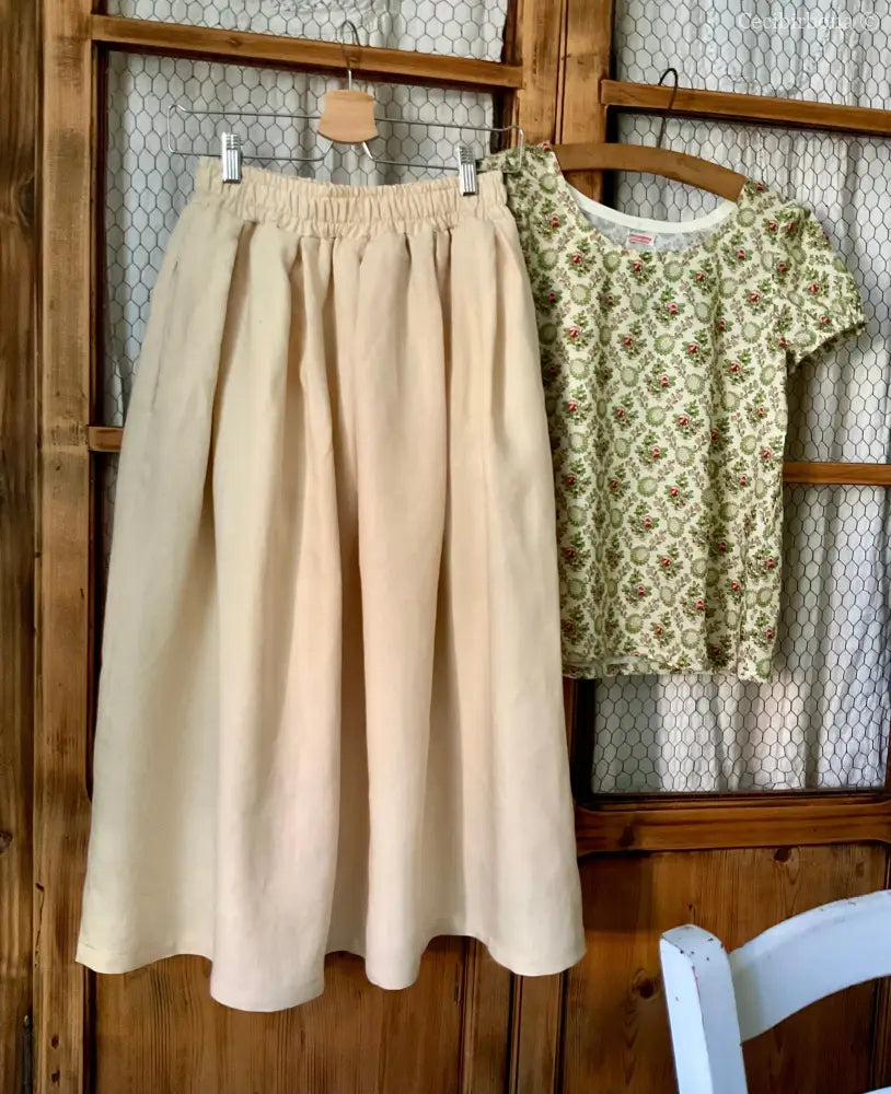 Gonna in lino color zabaione con elastico (Ref. 179) gonna donna