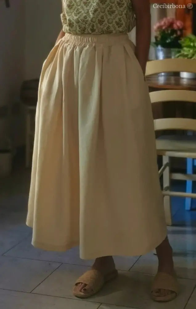 Gonna in lino color zabaione con elastico (Ref. 179) gonna donna
