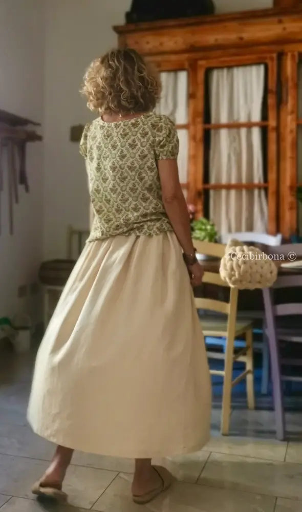 Gonna in lino color zabaione con elastico (Ref. 179) gonna donna