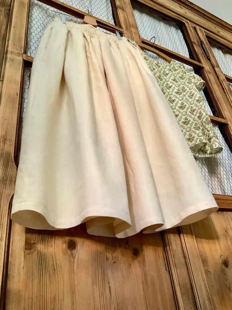 Gonna in lino color zabaione con elastico (Ref. 179) gonna donna
