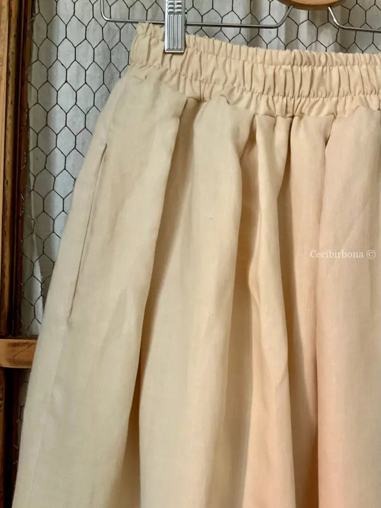 Gonna in lino color zabaione con elastico (Ref. 179) gonna donna