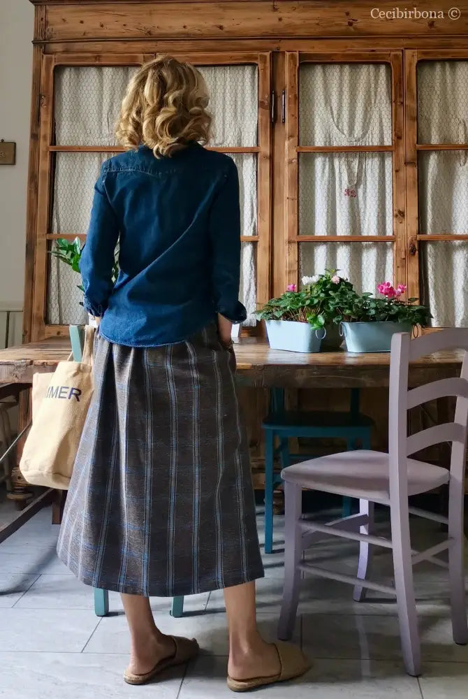 Gonna in lino con elastico e tasche nascoste (Rif. 153) gonna donna