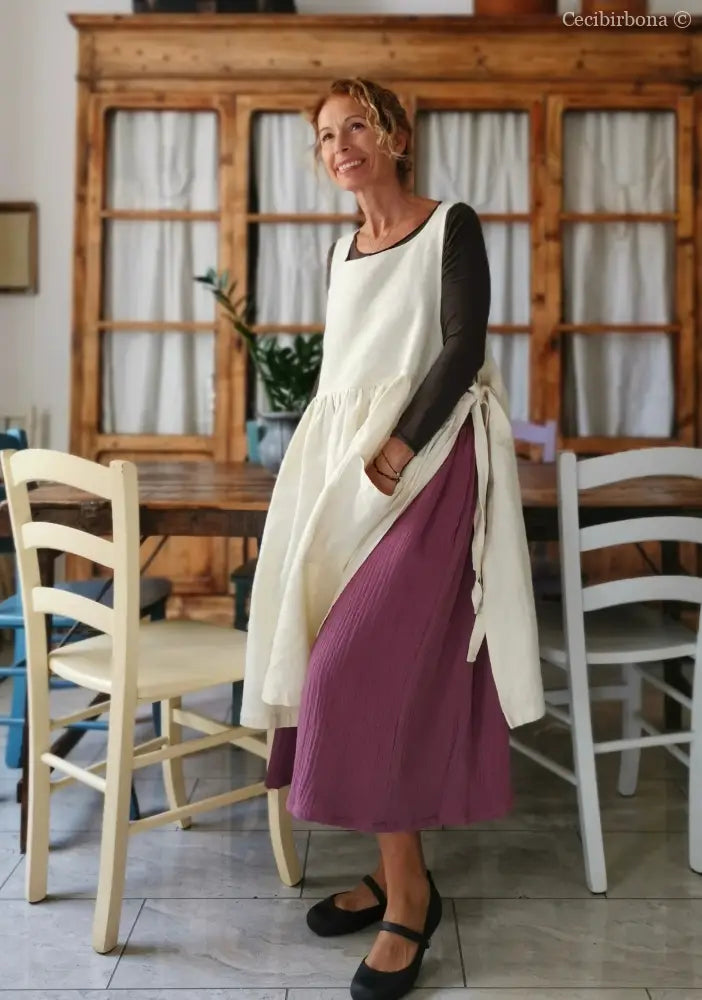 Gonna in mussola di cotone rosa con cinturino elastico e tasche (Ref. 102) gonna donna