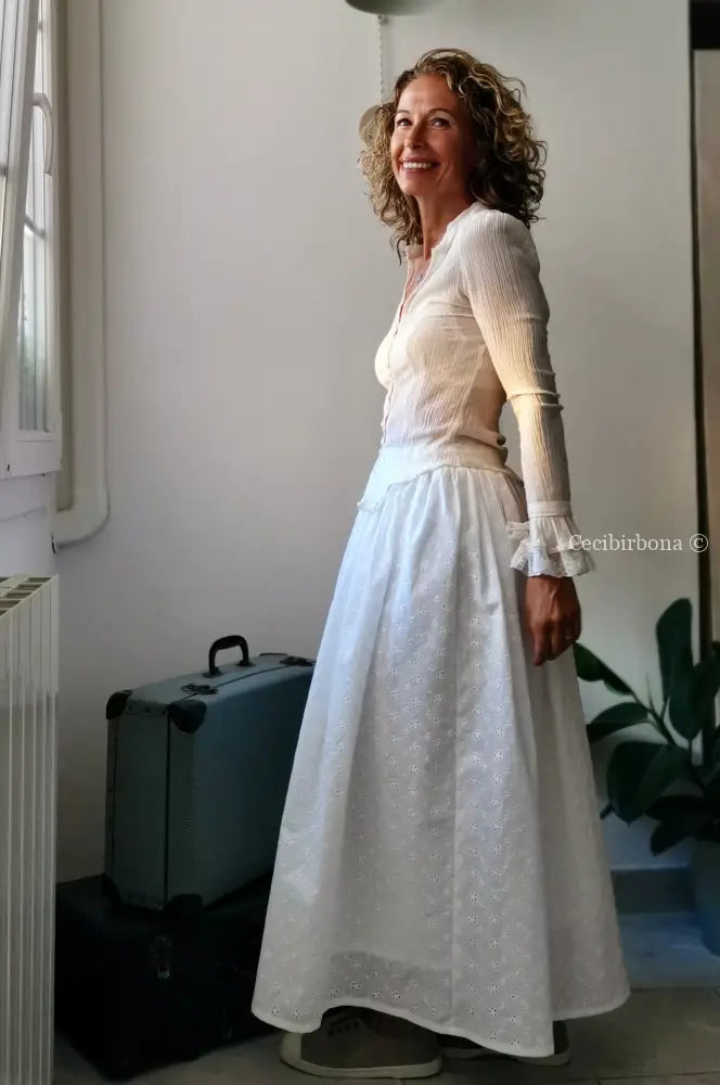 Gonna in sangallo di cotone con cinturino elastico per Cristina e Sabrina gonna donna