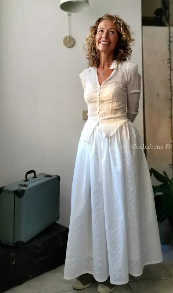 Gonna in sangallo di cotone con cinturino elastico per Cristina e Sabrina gonna donna