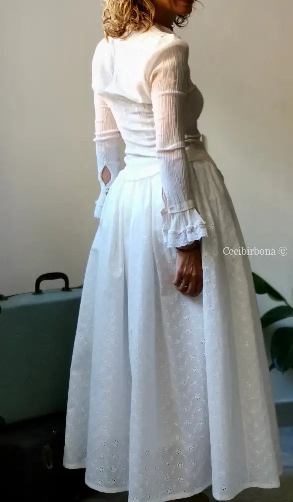 Gonna in sangallo di cotone con cinturino elastico per Cristina e Sabrina gonna donna