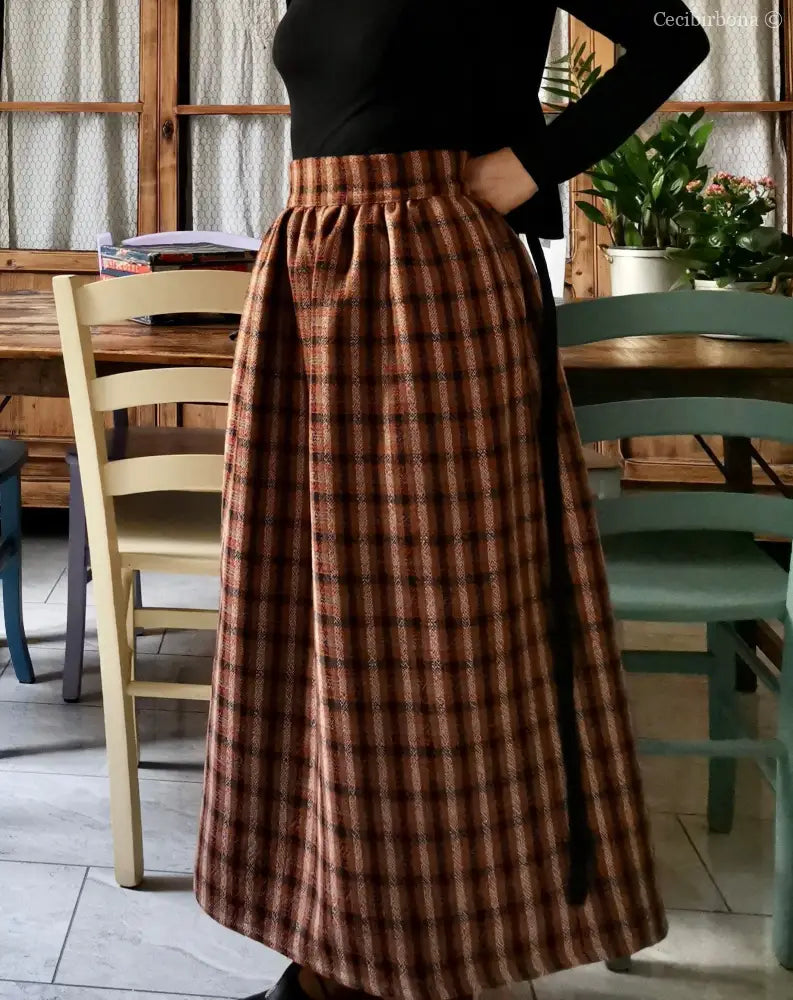 Gonna lunga di lana tartan con cinturino a vita alta (Ref. 104) gonna donna