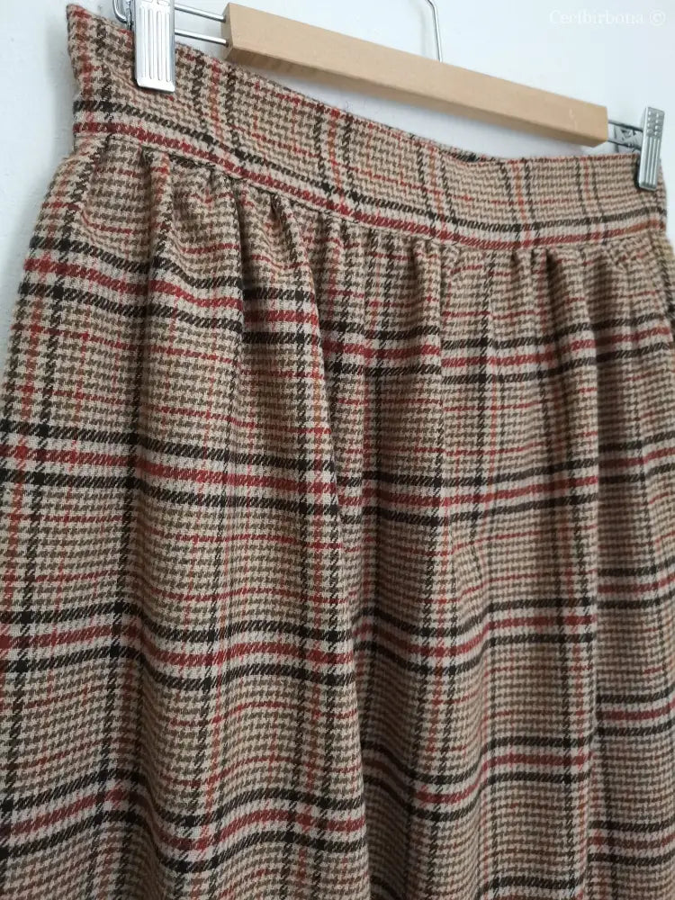 Gonna lunga di lana tartan con cinturino a vita alta - lunga a terra gonna donna