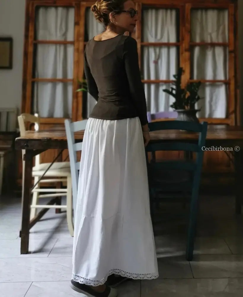 Gonna lunga in tessuto vintage con pizzo (Ref. 59) gonna donna