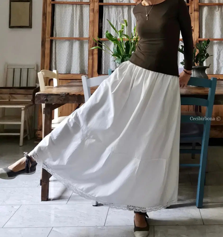 Gonna lunga in tessuto vintage con pizzo (Ref. 59) gonna donna