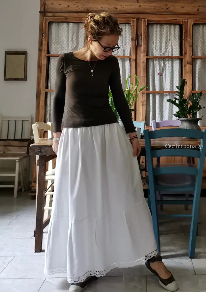 Gonna lunga in tessuto vintage con pizzo (Ref. 59) gonna donna