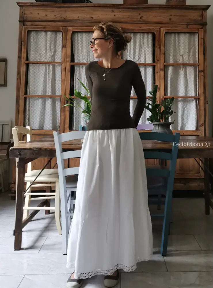 Gonna lunga in tessuto vintage con pizzo (Ref. 59) gonna donna