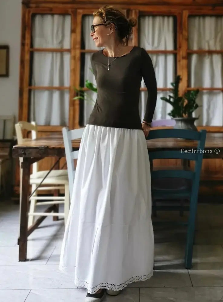 Gonna lunga in tessuto vintage con pizzo (Ref. 59) gonna donna