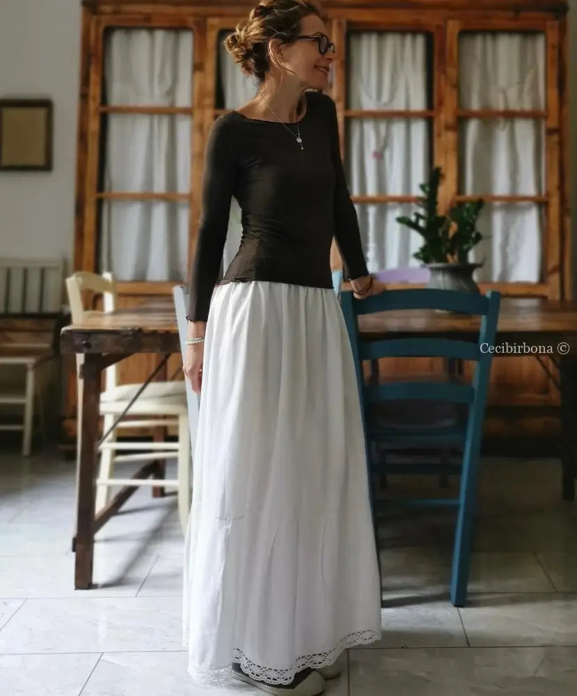 Gonna lunga in tessuto vintage con pizzo (Ref. 59) gonna donna