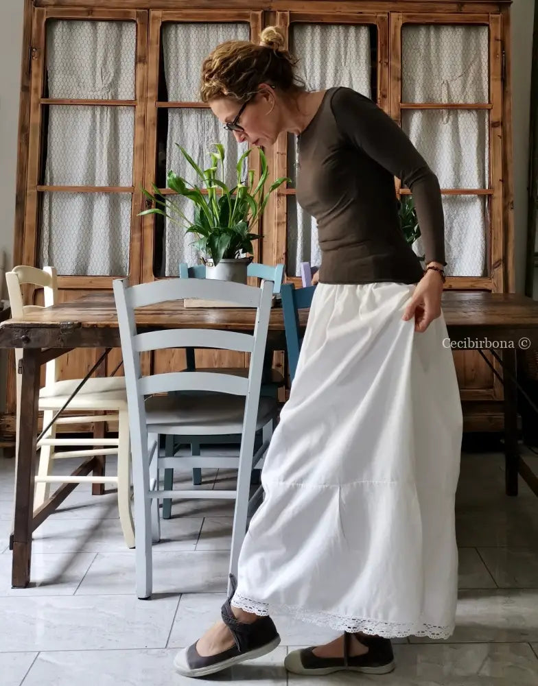 Gonna lunga in tessuto vintage con pizzo (Ref. 59) gonna donna