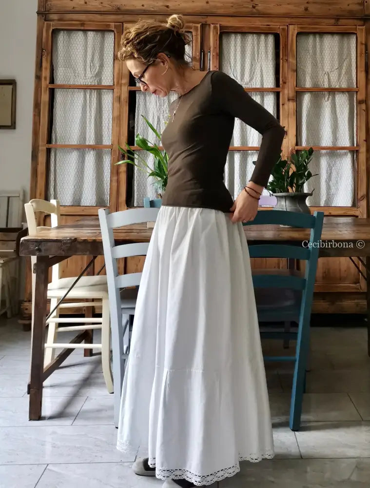 Gonna lunga in tessuto vintage con pizzo (Ref. 59) gonna donna