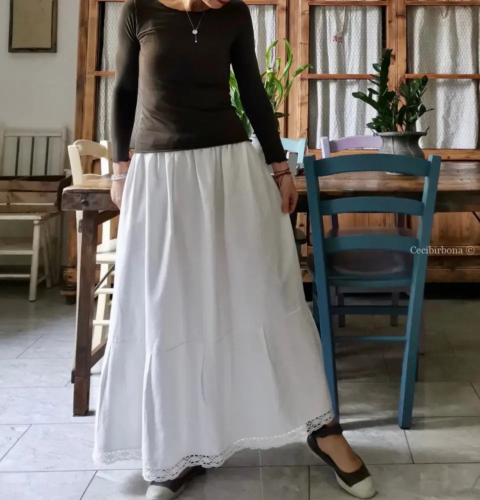 Gonna lunga in tessuto vintage con pizzo (Ref. 59) gonna donna