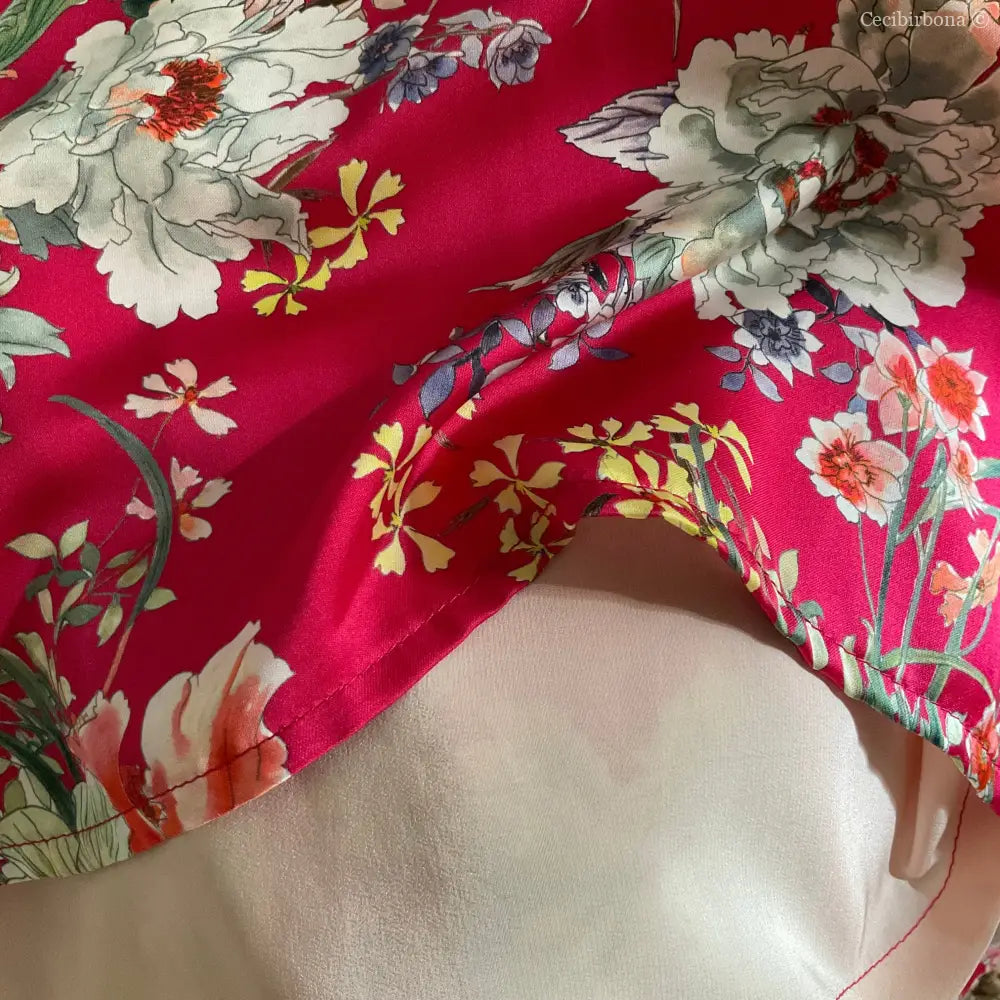 Gonna lunga in viscosa rosa ciclamino a fiori gonna donna