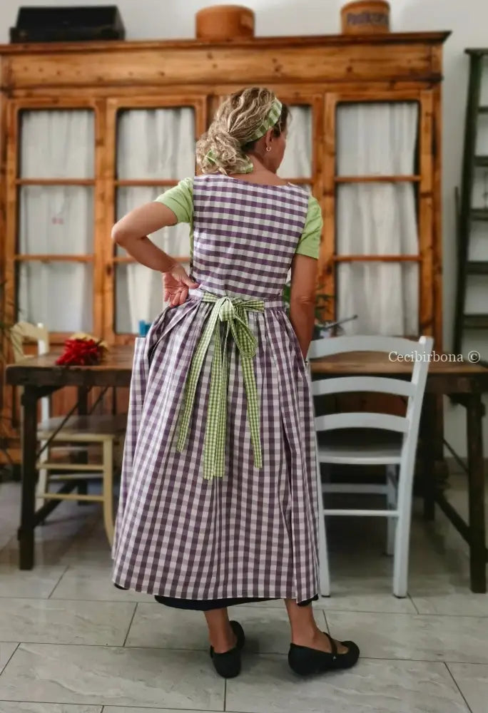Grembiule a quadri viola (Ref. 418) grembiule donna tessuti moderni